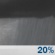 Overnight: A 20 percent chance of showers.  Mostly cloudy, with a steady temperature around 44. Calm wind. 